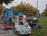 Part of the Heidelburg Project of art displays using the most humble of ingredients in the McDougall-Hunt neighborhood, just above Detroit, Michigan's, historically African-American Black Bottom area. The outdoor art environment began in 1986 in part as political protest, as artist Tyree Guyton returned from Army service to find his neighborhood looking, he said, as if "a bomb went off" in the years following destructive riots. Over time, some city officials have seized or bulldozed some of the art installations, but (as of 2019) it survives