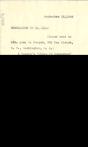 Memorandum from W. E. B. Du Bois to A. G. Dill