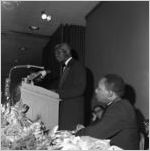 Martin Luther King, Jr. and Benjamin E. Mays at the Nobel Peace Prize recognition dinner, National Conference of Christians and Jews,Dinkier Plaza Hotel, Atlanta, Georgia, January 27, 1965