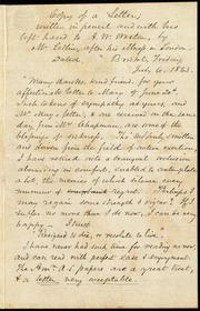 Copy of a Letter, written in pencil and with his left hand, to A. W. Weston, by Mr. Estlin, after his illness in London [manuscript]