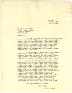 Letter from H. M. Bond to W. E. B. Du Bois