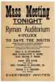 Thumbnail for Broadside advertising an anti-women's suffrage event at the Ryman Auditorium