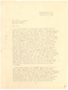 Letter from Thomas E. Miller to W. E. B. Du Bois