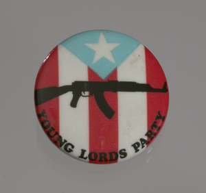 Pinback button for the Young Lords Party