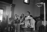 Jesse Jackson speaking at Brown Chapel AME Church in Selma, Alabama, during the 20th anniversary commemoration of the Selma to Montgomery March.