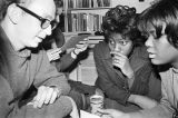 Michael Lottman, Barbara Howard Flowers, and Viola Bradford in a house or apartment in Montgomery, Alabama.