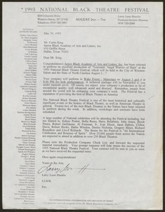 Letter from Larry Leon Hamlin to Curtis King, May 20, 1993