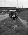 Ku Klux Klan sign at the city limits of Bessemer, Alabama.