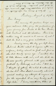 Letter from William Lloyd Garrison, Roxbury, [Mass.], to Fanny Garrison Villard, August 4, 1876