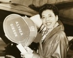 Thumbnail for Althea Gibson poses with her tennis racket, Los Angeles, ca. 1951-1960