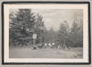 Photograph of African American boys gathered together on a playground, Clarkesville, Habersham County, Georgia, 1950