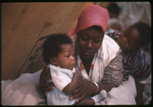 Mother and children inside a tent at the Resurrection City encampment