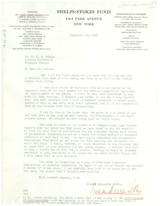 Letter from Anson Phelps Stokes to W. E. B. Du Bois