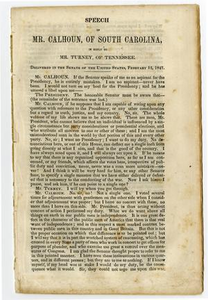 Speech of Mr. Calhoun, of South Carolina, in reply to Mr. Turney, of Tennessee: delivered in the Senate of the United States, February 12, 1847.