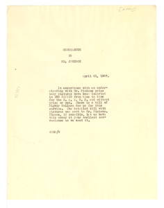 Memorandum from W. E. B. Du Bois to William Pickens