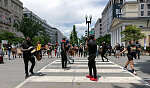 Dancers and marchers visit the 2020 Juneteenth Celebration on Black Lives Matter Plaza in front of the White House