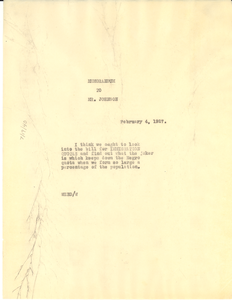 Memorandum from W. E. B. Du Bois to James Weldon Johnson