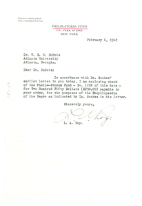 Letter from Phelps-Stokes Fund to W. E. B. Du Bois