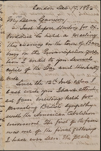 Letter from George Thompson, London, [England], to William Lloyd Garrison, 1862 Dec[ember] 19