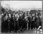 Raising the flag at the dedication of the Press building