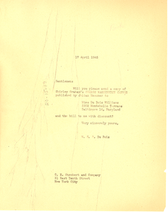 Thumbnail for Letter from W. E. B. Du Bois to G.E. Stechard & Company