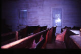 Beth Salem Presbyterian Church: detail view of wooden pews