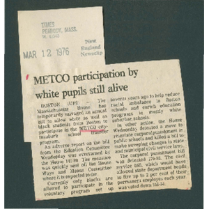 Thumbnail for METCO participation by white pupils still alive.