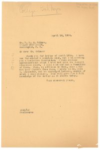 Letter from W. E. B. Du Bois to The Association of Colleges for Negro Youth