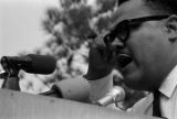 Lawrence T. Guyot addressing an audience in front of the state capitol in Jackson, Mississippi, at the end of the "March Against Fear" begun by James Meredith.