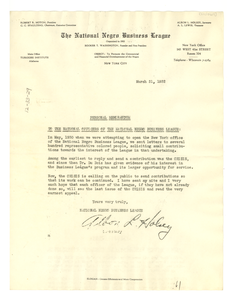 Memorandum from Albon L. Holsey to Officers of the National Negro Business League