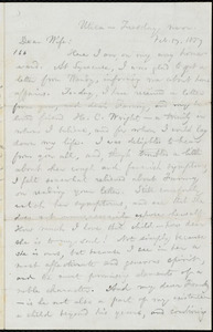 Letter from William Lloyd Garrison, Utica, [NY], to Helen Eliza Garrison, Tuesday noon, Feb. 17, 1857