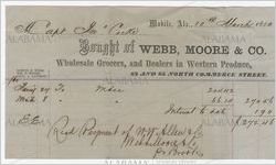 Receipt for payment from John Cocke to Webb, Moore, and Company, Mobile, Alabama, March 10, 1860