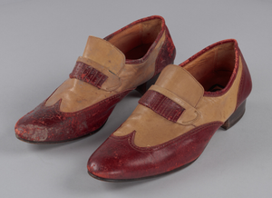 Red and cream loafers designed by Pierre Cardin and worn by Fats Domino