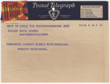 Telegram from Just Songeon in Annemasse, France, to Governor B.M. Miller in Montgomery, Alabama.