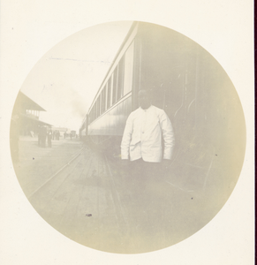 Thumbnail for Railroad Employee on Train Platform I, ca. 1893