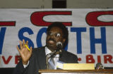 Senator Hank Sanders speaking at the New South Coalition convention at the Hyatt Hotel in Birmingham, Alabama.