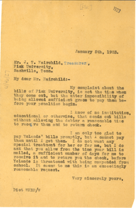 Letter from W. E. B. Du Bois to Fisk University