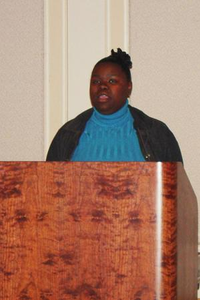 Student behind podium at BHM banquet 2006