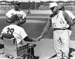 Campanella greets Joe DiMaggio