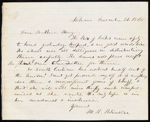 Letter from Marius Racine Robinson, Salem, [Mass.], to Samuel May, December 21, 1860