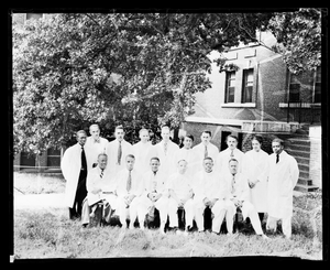 Resident Staff of Dept. of Medicine Freedmans Hospital July 1950 [from enclosure] [black-and-white cellulose acetate photonegative]