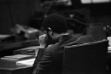 Anthony Ray Hinton sitting in the courtroom during his capital murder trial in Birmingham, Alabama.