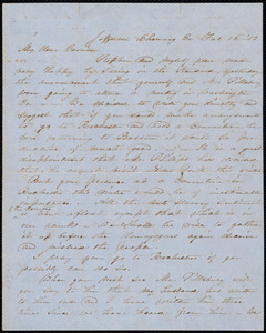 Letter from Abby Kelley Foster, Jefferson, Chemung Co[unty], N.Y., to William Lloyd Garrison, Feb. 16, [18]52