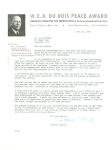 Letter from W. E. B. Du Bois Peace Award Committee to W. E. B. Du Bois