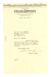 Letter from Morris Lewis to W. E. B. Du Bois