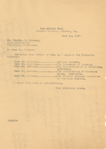 Letter from W. E. B. Du Bois to Charles S. Johnson