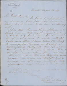 Letter from Joseph Avery Howland, Worcester, [Massachusetts], to Samuel May, 1852 August 26