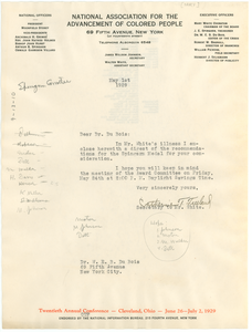 Thumbnail for Letter from NAACP Spingarn Award Committee to W. E. B. Du Bois