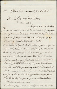 Letter from John Keep, Oberlin, Ohio, to William Lloyd Garrison, June 29, 1868