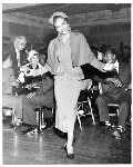 Model posing in outfit during 20th Century Fashion Show